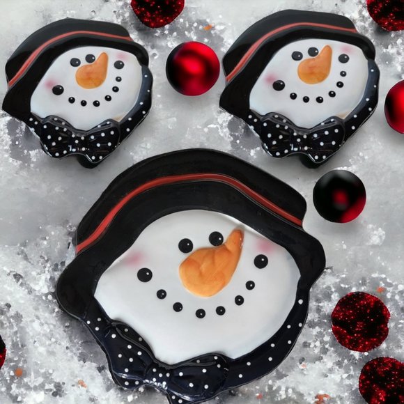 CERAMIC 3D Snowman 3pc. - Picture 1 of 4
